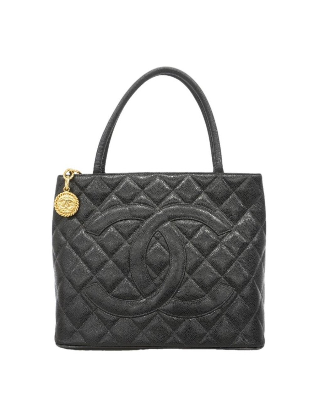 Chanel Tote Bag Reissue Caviar Leather Black Gold